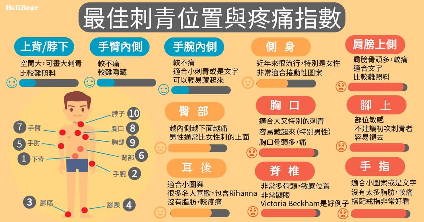 刺青位置特性與疼痛指數